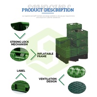 Bac de stockage en plastique PP empilable, pliable et emboîtable Sinocube avec côtés ventilés, caisses de transport en vrac, boîte logistique