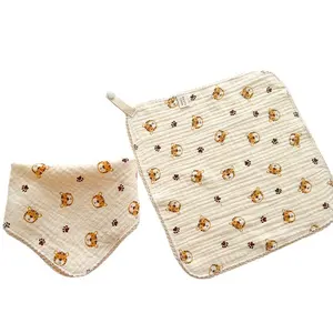 Organic 4Layer Gauze Muslin Baby Burp Cloths 100% Cotton Face Towels Newborn Baby Washcloths