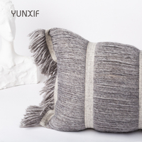Housse de coussin texturée à franges rayées, artisanat textile haut de gamme bohème, luxe abordable, vente chaude