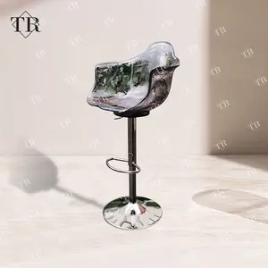 Turri花瓣酒吧高餐椅人体工程学透明树脂艺术现代热带酒吧凳水晶树脂现代咖啡椅