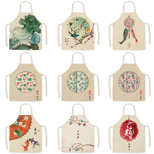 Chinese Style Polyester Sleeveless Chef <b>Apron</b> with Phoenix Pattern Reusable Adjustable <b>Waist</b> Luxury Custom Gift Packaging - Product Image 2
