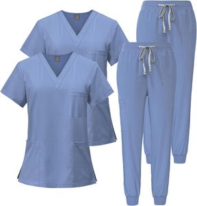 Conjunto de Uniformes Médicos para Mujer, Top con Cierre y Cuello Alto, Cuatro Bolsillos, Pantalones de Yoga Elásticos, Uniforme de Trabajo para Salón de Belleza - Product Image 1