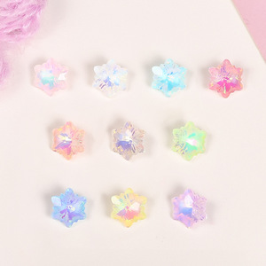 Strass en verre cristal flocon de neige à dos plat, colorés, pour accessoires de nail art DIY, effet bling-bling - Product Image 1