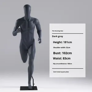 Sıcak Fırsat Atletik Fiberglas Sporcu Kaslı Manken Tam Boy Koyu Gri Erkek Kadın Koşu Modeli Vitrin Mankenleri - Product Image 6