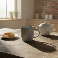 Service de table moderne en grès céramique |   Ensemble de 4 assiettes et bols gris |   Vaisselle de luxe pour la maison et l'hôtellerie, compatible four/micro-ondes, passe au lave-vaisselle