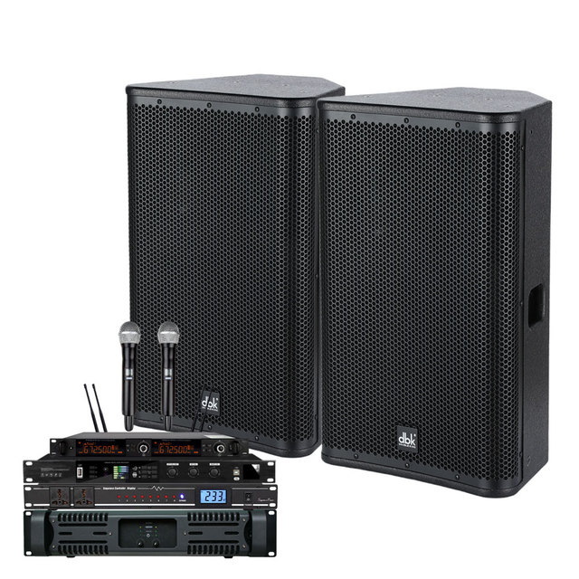 12 Inch 2 Way Full Range Speaker with Amplifier Studio Audio Sound Equipment Karaoke DJ Speakers Set for KTV Party Meeting Room