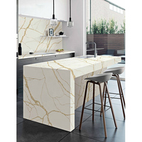 Plaques de cuisine en Quartz, de taille personnalisée, épais, moderne, chinois, plan de travail en pierre dorée, calacita, pour projets d'hôtel, 7 pièces