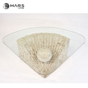 Design speciale Beige chiaro travertino tavolino <span class=keywords><strong>in</strong></span> <span class=keywords><strong>vetro</strong></span> tavolo <span class=keywords><strong>in</strong></span> pietra naturale pietra naturale tavolino da caffè per Hotel - Product Image 3