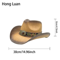 Chapeau de cowboy occidental de luxe en paille pour Burning Man, style bohème, avec plumes turquoise, personnalisable, pour femmes et hommes, vente en gros, MOQ 3