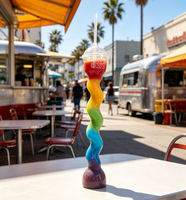 Gobelet à slush en plastique sans BPA, unique, courbé et torsadé, avec paille, pour bars et restaurants, vente en gros