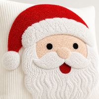 Housse de coussin de Noël personnalisée matelassée Père Noël, broderie, housse de coussin décorative en polaire blanche pour canapé, vente en gros
