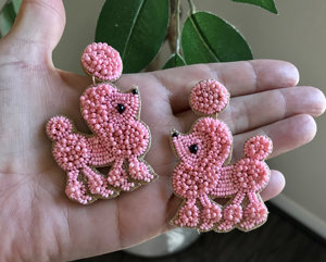 Boucles d'oreilles ballon chien déclaration perles <span class=keywords><strong>de</strong></span> rocaille rose <span class=keywords><strong>blanc</strong></span> cirque chiot boucles d'oreilles pour femmes bijoux - Product Image 5