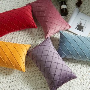 Sarung Bantal Beludru Kristal Lipit Pinch Pleated, Sarung Bantal Hias Solid untuk Dekorasi Rumah, Penutup Ritsleting Tersembunyi 50*50cm - Product Image 3