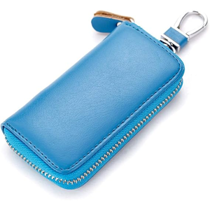 Porte-clés rectangulaire en cuir avec mousqueton, mini-sac durable pour clés et petits objets - Product Image 3