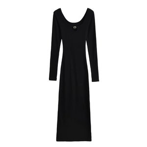 Vestido <span class=keywords><strong>de</strong></span> cintura alta con cuello cuadrado estilo Spice Girl, novedad <span class=keywords><strong>de</strong></span> otoño 2023 para mujer, vestido largo elástico con pedrería hueca para mujer - Product Image 3