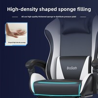 Y2 Ergonomischer Lederstuhl mit Lendenwirbelstütze und Memory-Schaum für Komfort bei Langer Computernutzung, Minimalistisches Modernes Design