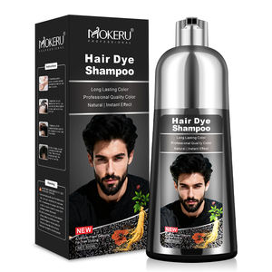 MOKERU Shampooing Colorant Professionnel 3-en-1 pour Hommes, Crème Noire Permanente, Couverture Rapide des <span class=keywords><strong>Cheveux</strong></span> Gris Sans Ammoniaque, Parfumé, <span class=keywords><strong>Cheveux</strong></span> & Barbe, 500ml - Product Image 1
