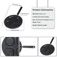 Poêle à œufs antiadhésive en acier au carbone à quatre trous, design moderne, pour œufs, galettes et moules à œufs