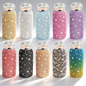 Bling Diamond Covered Mini Stainless Steel Thermal <b>Bottle</b> 180ml 220ml Small Portable Rhinestone <b>Flask</b> Solid Leopard <b>Bottle</b> - Product Image 1
