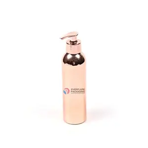 Custom color rose gold personalized empty screw household pump aluminum cosmetics shampoo bottle