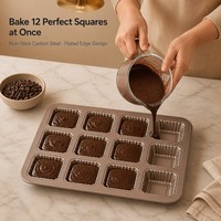 Moule à brownie Beasea avec séparateurs, 12 cavités carrées, pour mini-cupcakes et brownies, antiadhésif, en acier au carbone, pour la cuisson à la maison et en cuisine
