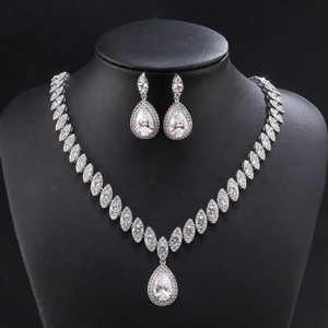 Rakol Sp057 Sang Trọng Teardrop Hình Dạng Nước Zircon Horse Eye CZ Vòng Cổ Bông Tai Trang Sức Set Dubai Đám Cưới Sang Trọng Phụ Nữ Trang Sức Set - Product Image 3
