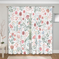 Rideaux floraux 90 pouces de longueur à isolation thermique filtrant la lumière motif de feuille impression rideaux doux pour la décoration de salon