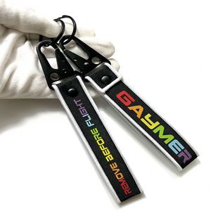 Direct Factory Eagle Hook Keychain Wristlet <b>Polyester</b> Custom Logo Woven Short Strap Nylon Jacquard <b>Lanyard</b> - Product Image 4