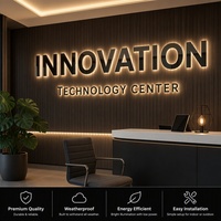 Enseigne lumineuse avec halo en acier inoxydable, enseigne en métal LED rétroéclairée, enseignes 3D en acrylique avec halo lumineux