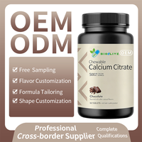 Comprimés de citrate de calcium à croquer 500 mg saveur chocolat avec vitamine D3 ajoutée, 90 unités, service de marque privée OEM ODM