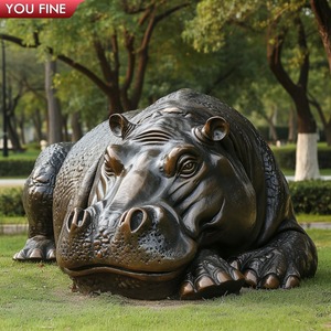 Statue d'hippopotame en bronze grandeur nature pour jardin, sculptures d'animaux en laiton pour l'extérieur - Product Image 6