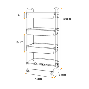 3 Tier 4 Tiers ABS Plastic Storage Vegetable <strong>Rack</strong> Shelf Bedroom Bathroom <strong>Kitchen</strong> Storage Trolley Snack Storage <strong>Rack</strong> with Wheels - Product Image 6