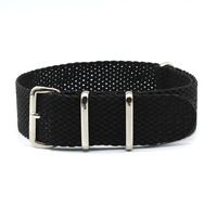 Bracelet de montre en nylon Perlon tissé noir avec logo personnalisé 16 mm 18 mm 20 mm 22 mm 24 mm Boucle en acier inoxydable monobloc