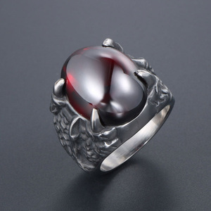 Unisex Dragon <b>Ring</b> Stainless Steel Black Red Stone Bezel Setting <b>Couple</b> Jewelry Gift SA782 - Product Image 3