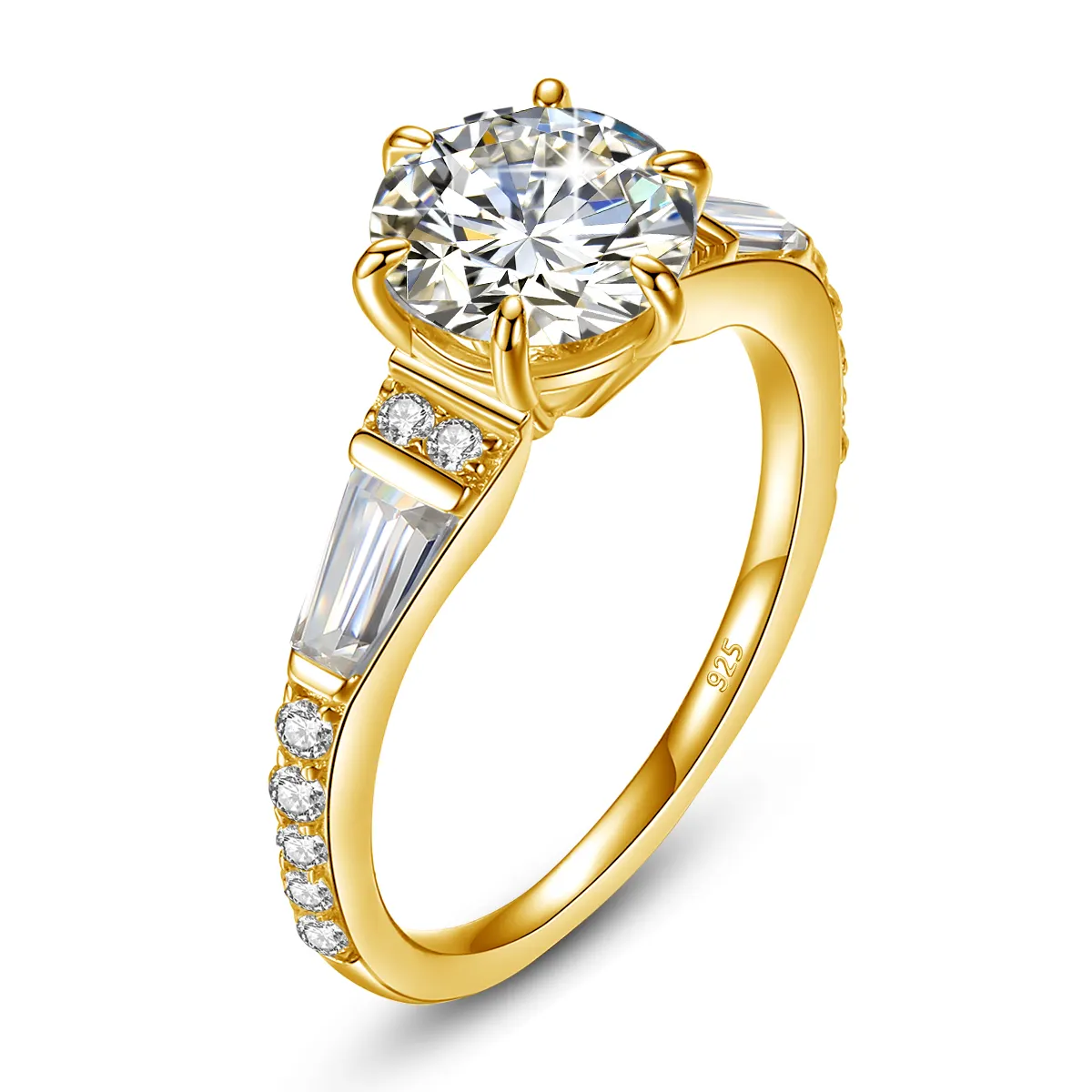 Classic Unique Design 2 Carat Diamond Moissanite Engagement Wedding Ring Real 10K 14K 18K Yellow Gold Rings Women Fine Jewelry