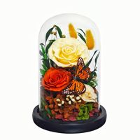 Ornement en verre avec fleurs préservées, fleurs réelles, rose naturelle luxueuse et créative, cadeau pour la fête des mères, Noël