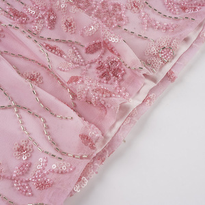 Minifalda Ajustada Rosa <span class=keywords><strong>con</strong></span> Lentejuelas, Pedrería, Malla, Cuentas y Flores, Elegante y Dulce para Mujer - Product Image 6