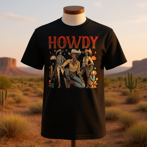 Camiseta Howdy Western Cowgirl para mujer, manga corta, cuello redondo, impresión digital, ropa promocional - Product Image 3