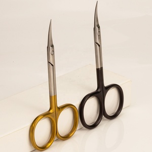Mango negro <span class=keywords><strong>Sharp</strong></span> Russian Professional <span class=keywords><strong>Curved</strong></span> Manicure Nail Cutticle <span class=keywords><strong>Scissors</strong></span> Acero inoxidable - Product Image 3