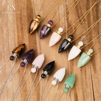Mode nouvelle bouteille de parfum pendentif couleur pierre collier tempérament Texture femmes cadeaux bijoux pendentifs en acier inoxydable