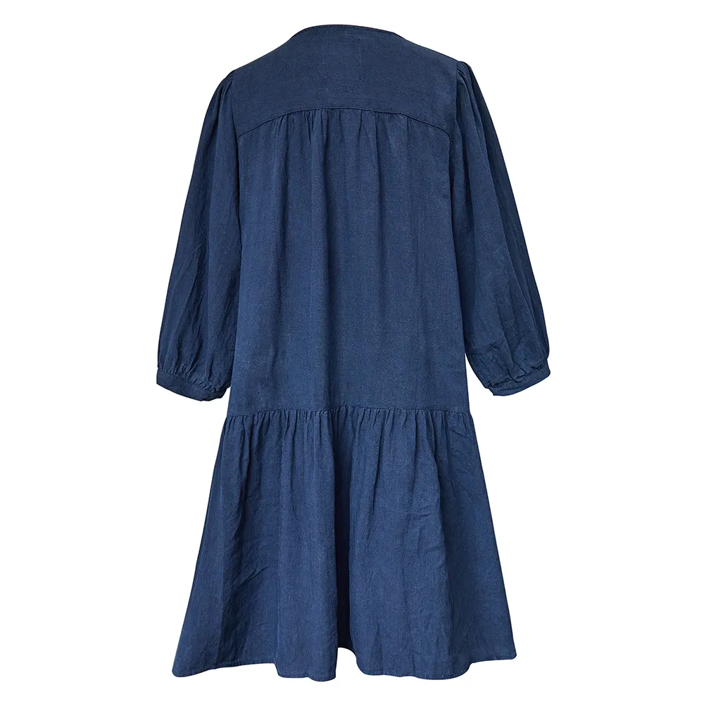 Robes d'automne en lin grande taille pour femmes, décontractées, confortables, amples, simples, élégantes, quotidiennes, de couleur unie, nouvelle collection 100%