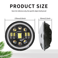 Phare de voiture LED 7 pouces 110W avec feux de jour Angel Eyes Halo colorés DRL 12V 24V pour Jeep Wrangler JK Lada 4x4 Niva Off Road