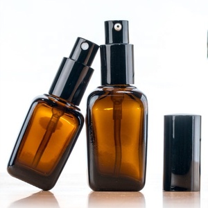 2022 New Multiple Caps Available <b>Empty</b> 50ml Square Amber Glass Pump Sprayer Perfume <b>Spray</b> <b>Bottle</b> with Screen Printing Gold Top - Product Image 6