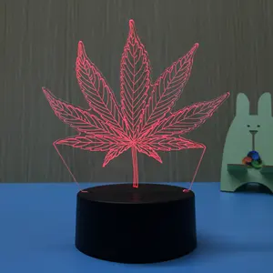 Acryl Toronto Maple Leaf 3D Nachtlampje 7 Kleuren Veranderen Usb Lamp Touch Sensor Nachtlampje