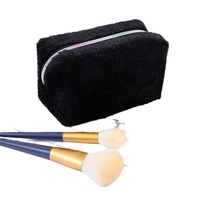 Sac cosmétique octogonal en peluche de couleur unie, sac de rangement pour produits de soin de la peau, sac de rangement pour cosmétiques de voyage