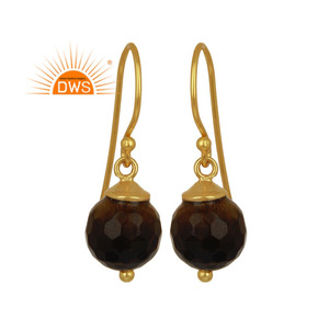Pendiente de piedra preciosa con cuentas de ojo de tigre Natural, Pendientes chapados en oro plateado, proveedor de joyería, Colección Vintage - Product Image 1