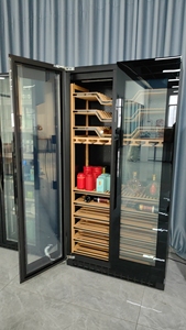 Estantes de Madera con Logotipo Personalizado, 2 Puertas de Vidrio, Refrigerador para Vino, Vinoteca para el Hogar - Product Image 4