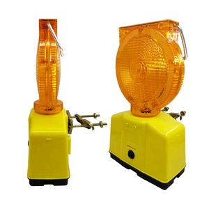 Solar Amber LED Barricade Warning Light, IP65 Waterproof Solar&Battery Dual Power Construction Road Safety Flashing Beacon - Product Image 1