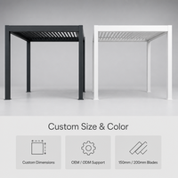 Pergola en aluminium robuste avec toit à lames motorisées, résistante au vent, à la pluie et à la rouille, revêtement poudré, gazebo d'extérieur