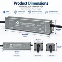 Alimentation LED étanche IP67 12V 100W AC176-264V, driver à tension constante pour extérieur, CE RoHS, pour bande LED et enseignes publicitaires
